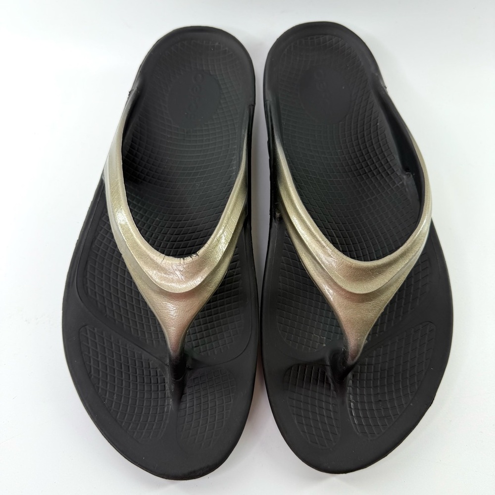 OOFOS OOLALA Luxe Thong Flip Flop Sandals Latte 42/US 11 - Picture 5 of 14